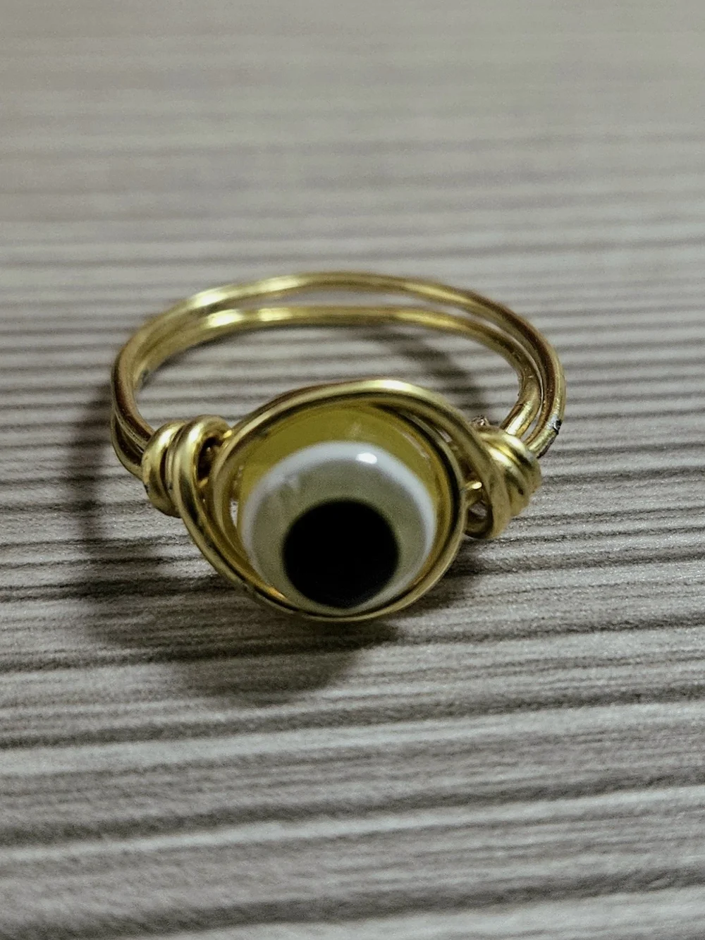 Gold-Tone Evil Eye Ring with Yellow Accent Size 7